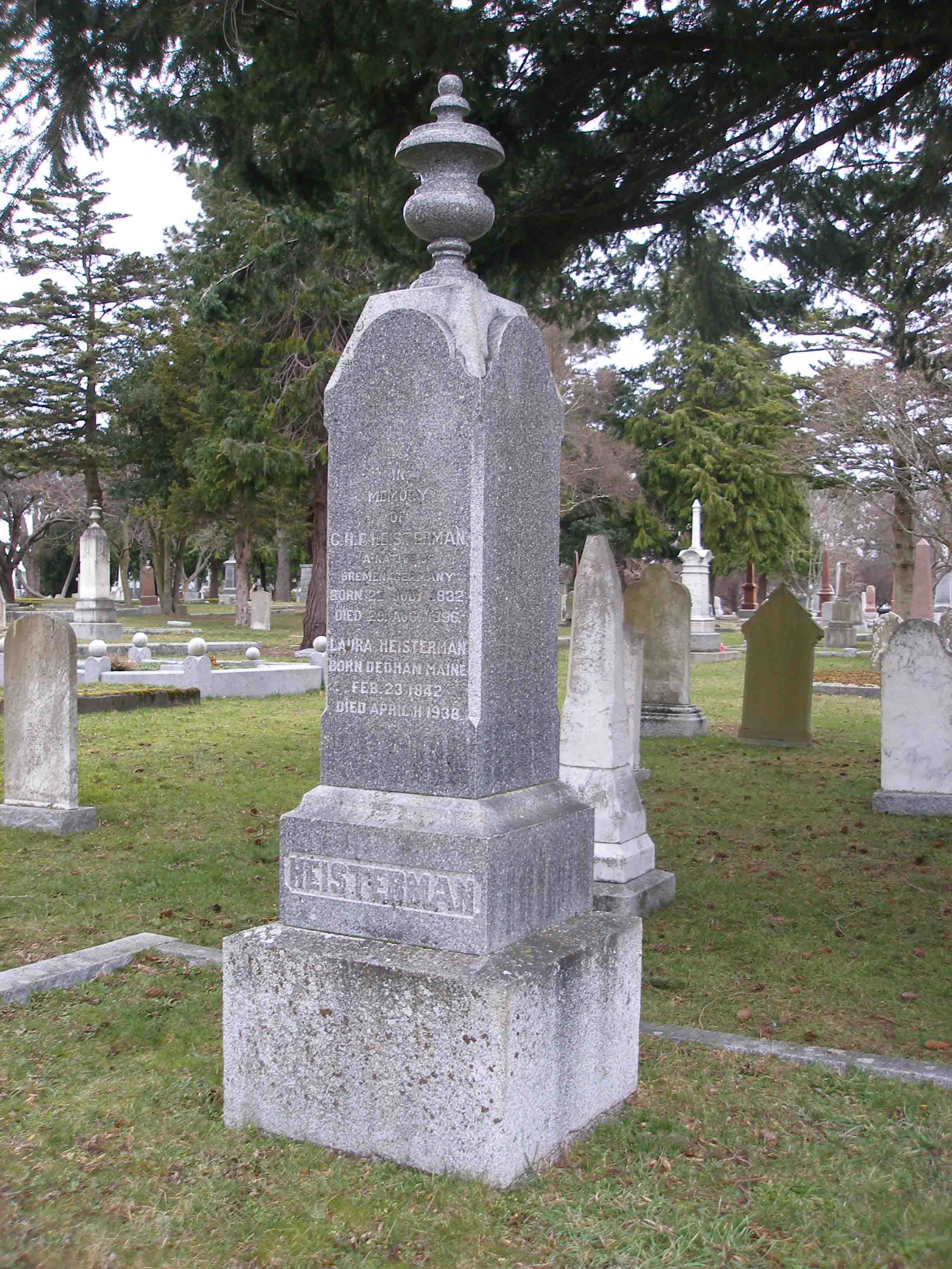 Henry heistermann grave, Ross Bay cemetery